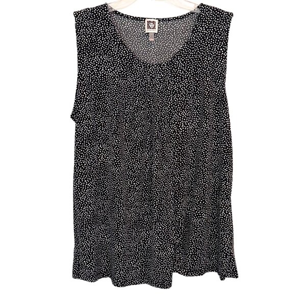 Anne Klein Sleeveless Black & White Polka Dot Blouse – Size L - Picture 1 of 6